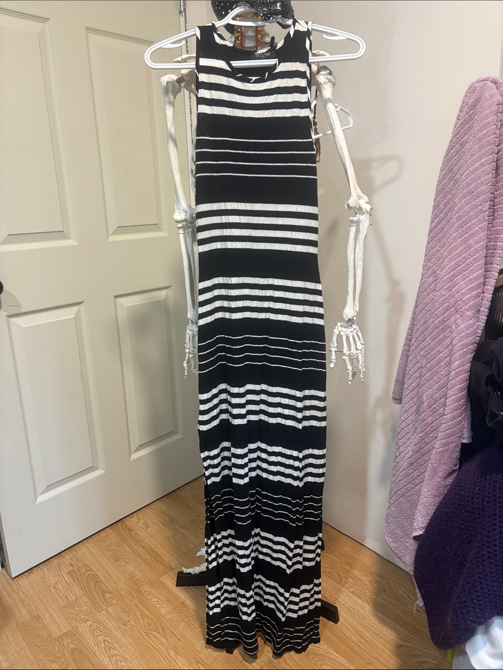 Eclipse Black & White Striped Maxi Dress Skirt